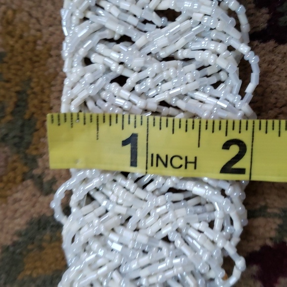 Seed Bead Necklace, Twisted Braided Strand, White Color Beaded Jewelry, Vintage - Picture 11 of 12